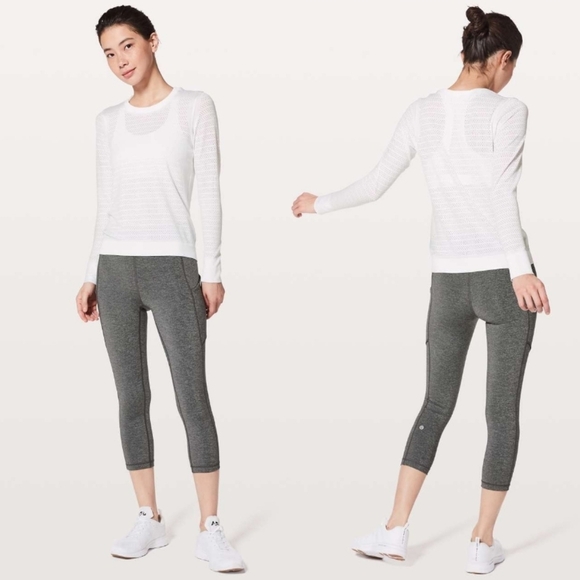 lululemon athletica Tops - Lululemon White Breeze By Long Sleeve Squad Top